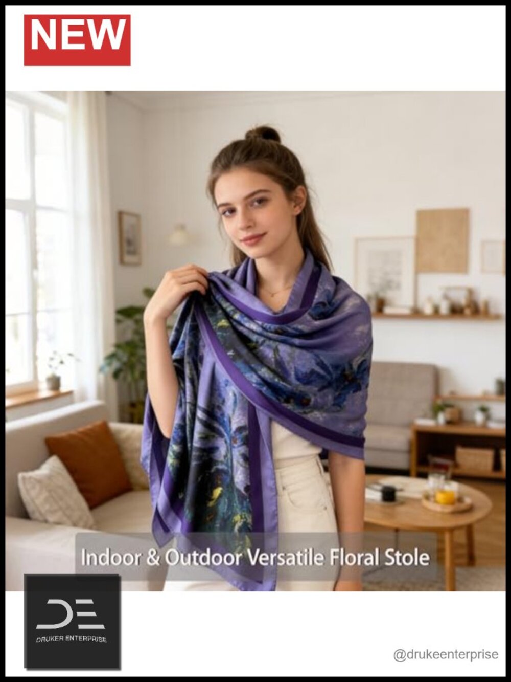Large Lightweight Satin Shawl Scarf for Women - Silky Long Wrap - Picture 4 of 6